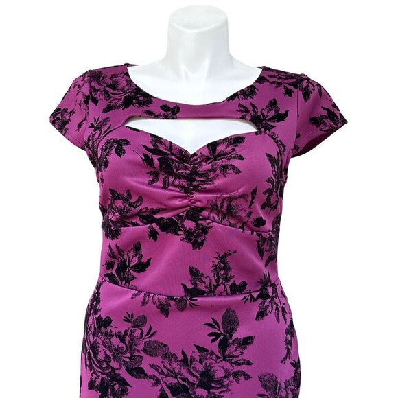 ModCloth Dear Fiery Cutout Dress, Amethyst Black Velvet Floral Women's Size XL - Picture 3 of 11